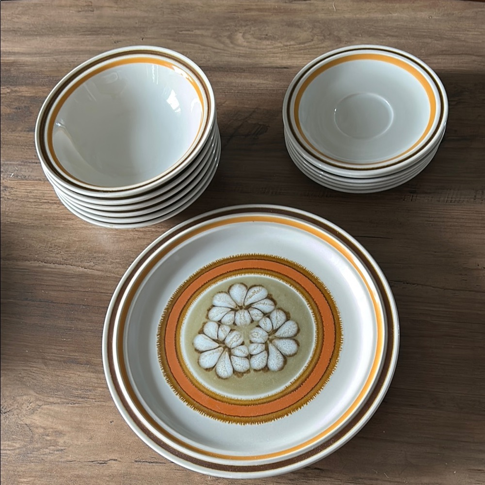 Vintage Haniwa Stone Ware Torino 8587 dinnerware made in Japan